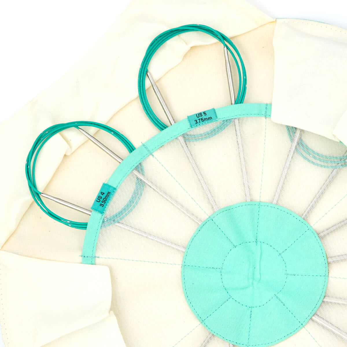KnitPro Mindful Serenity magic loop circular needle set in a round fabric case