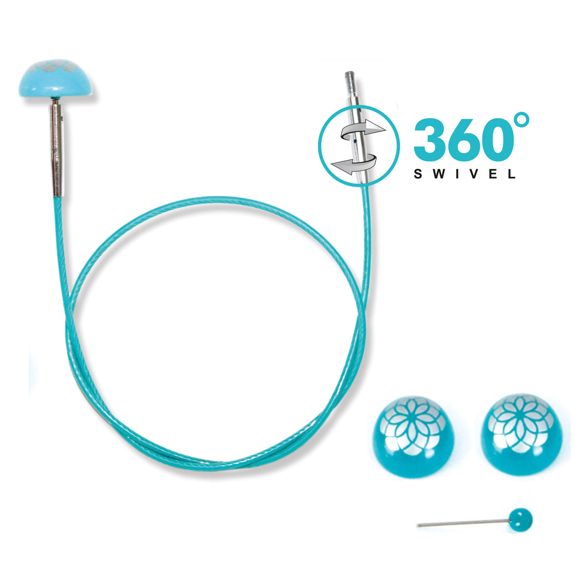 KnitPro Mindful teal 20cm swivel interchangeable knitting needle cable
