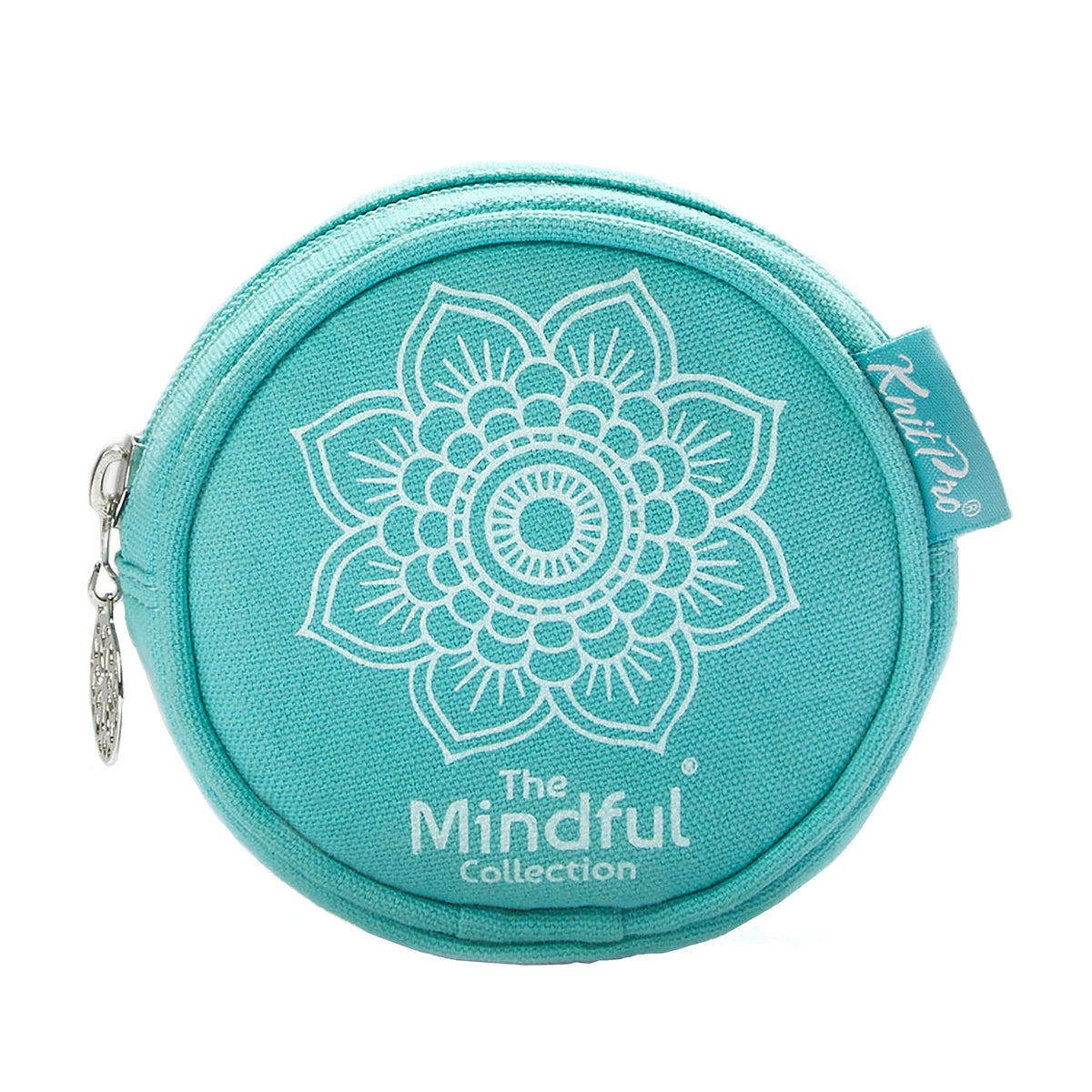 Two round KnitPro Mindful bags, large and small, with a strap