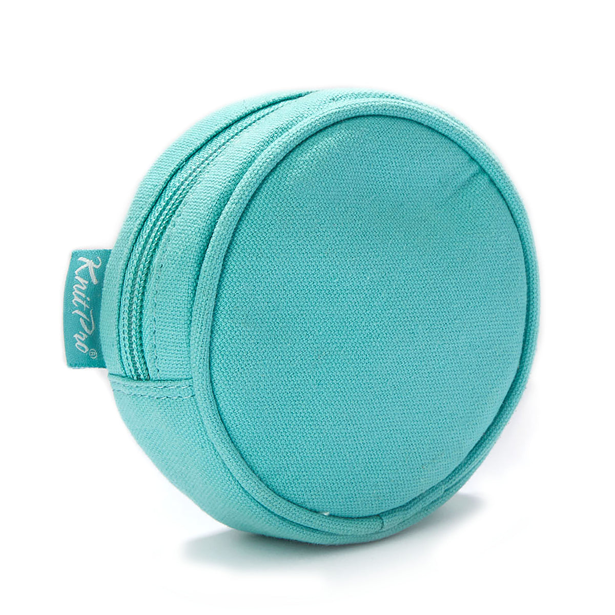 Two round KnitPro Mindful bags, large and small, with a strap
