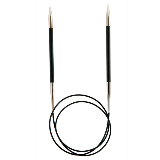 KnitPro Karbonz carbon fibre circular knitting needle with brass tips and 60cm cable