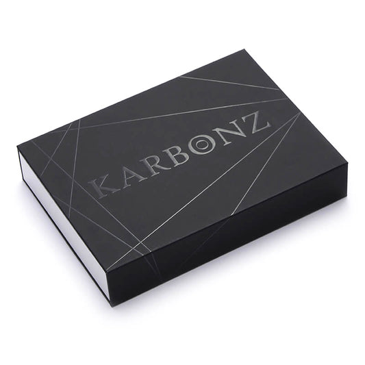 KnitPro Karbonz interchangeable knitting needle set in a wooden gift box with a tree design