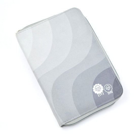 KnitPro Karbonz Regal interchangeable knitting needle set in a grey fabric case