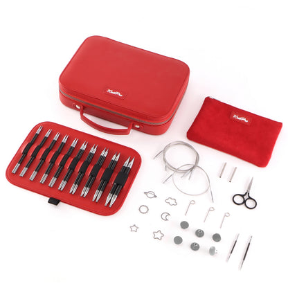 KnitPro Karbonz Elan interchangeable knitting needle gift set and accessories