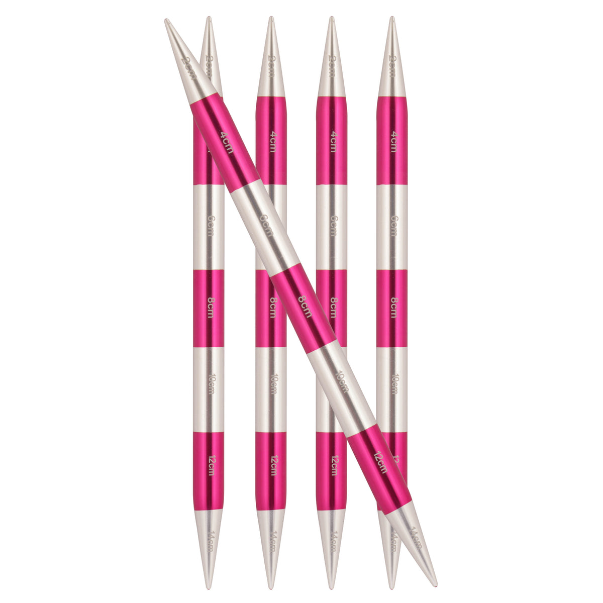 Set of 5 KnitPro Smart Stix pink aluminium double pointed knitting needles 14cm 4mm