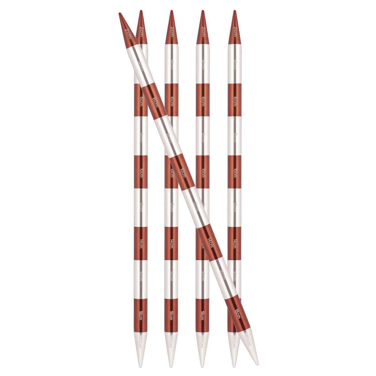 Set of 5 KnitPro Smart Stix sienna aluminium double pointed knitting needles 20cm 2.5mm