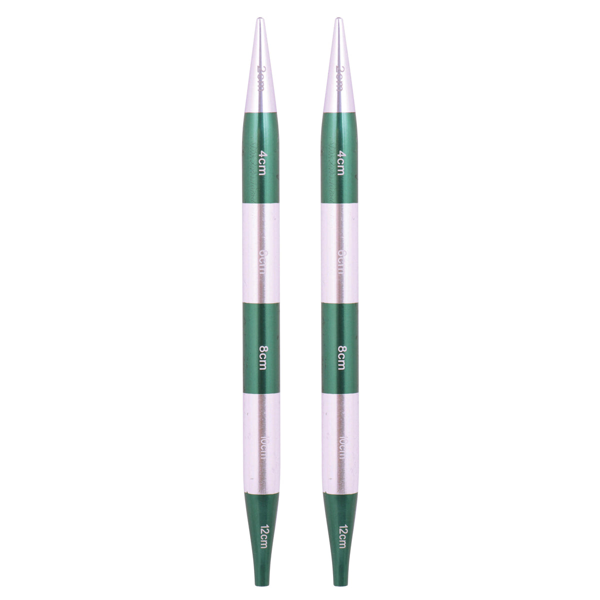 Pair of KnitPro Smart Stix 8mm metallic striped aluminium needle tips