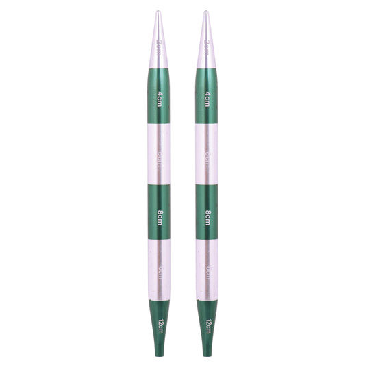 Pair of KnitPro Smart Stix 8mm metallic striped aluminium needle tips