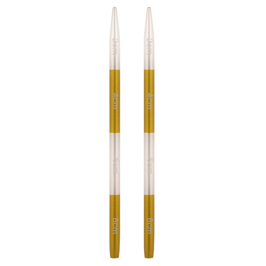 Pair of KnitPro Smart Stix 3.5mm metallic striped aluminium needle tips