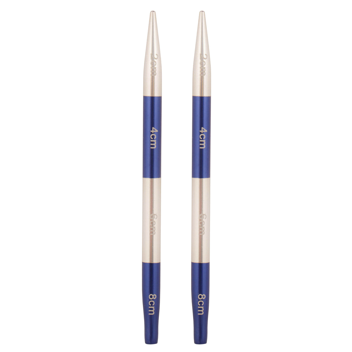 Pair of KnitPro Smart Stix 4.5mm metallic striped aluminium needle tips