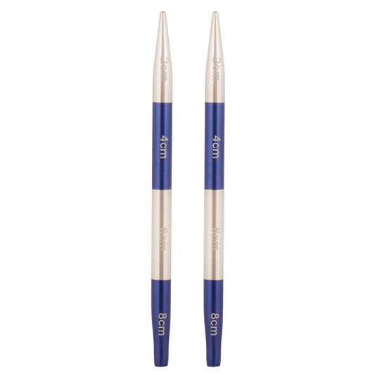 Pair of KnitPro Smart Stix 4.5mm metallic striped aluminium needle tips