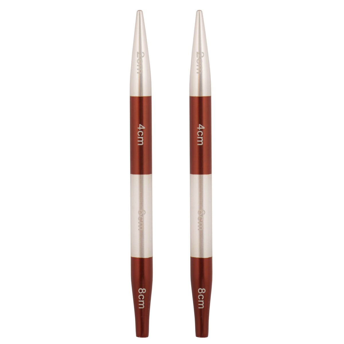Metallic aluminium interchangeable knitting needle tips