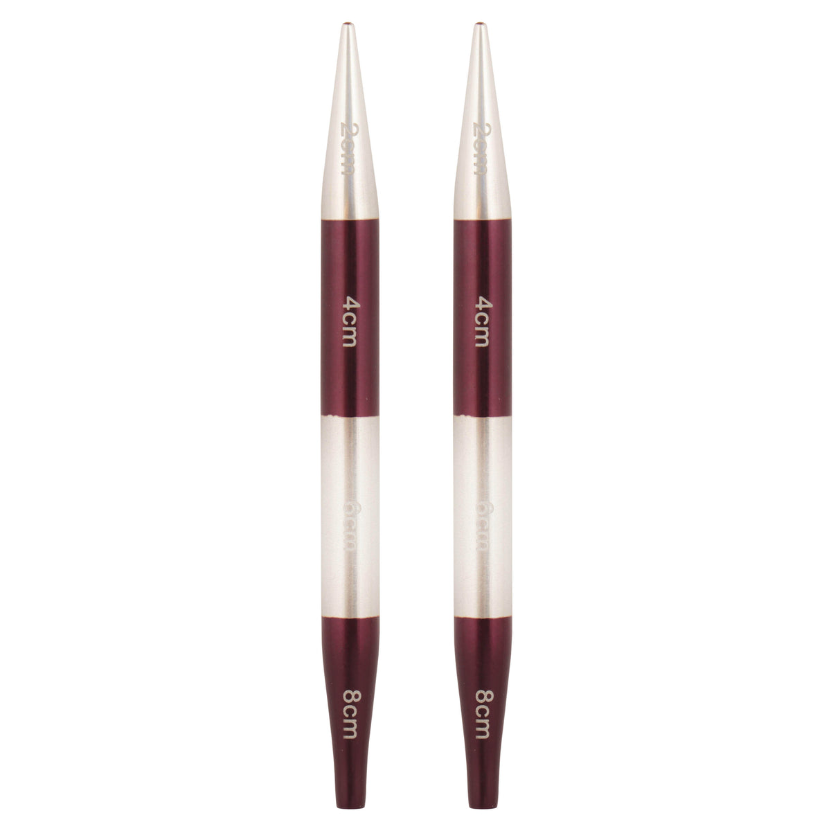 Metallic aluminium interchangeable knitting needle tips