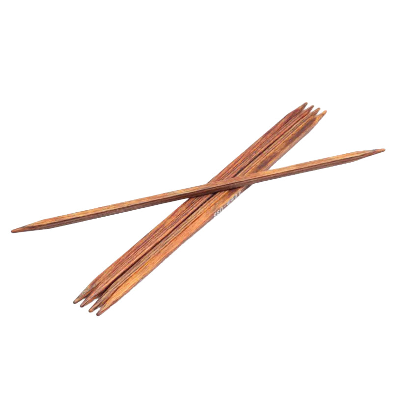 Set of five KnitPro Ginger Cubics square wooden double-pointed needles, 15cm 2.75mm