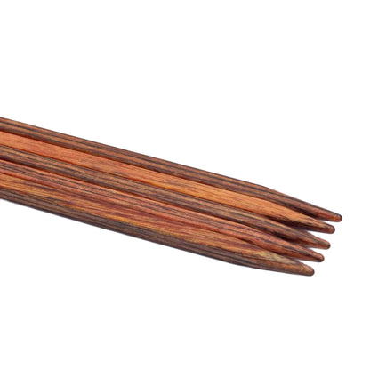 Set of five KnitPro Ginger Cubics square wooden double-pointed needles, 15cm 4mm