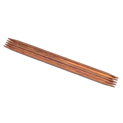 Set of five KnitPro Ginger Cubics square wooden double-pointed needles, 15cm 6mm