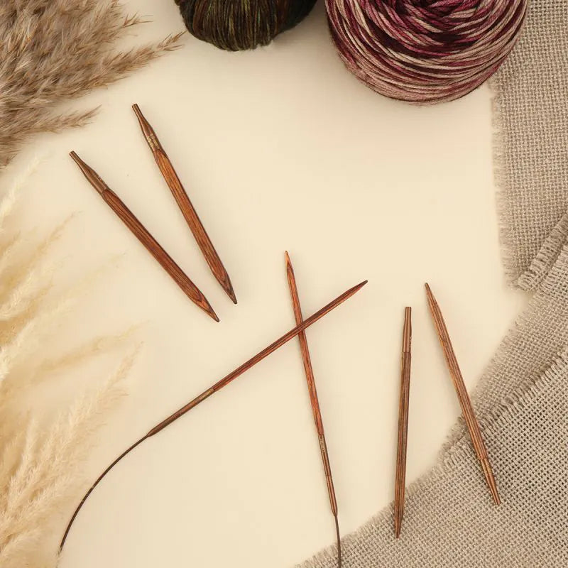 Pair of KnitPro Ginger Cubics square wooden interchangeable needle tips, 5mm