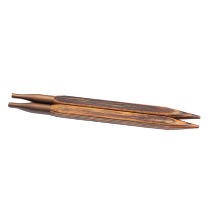 Pair of KnitPro Ginger Cubics square wooden interchangeable needle tips, 5.5mm