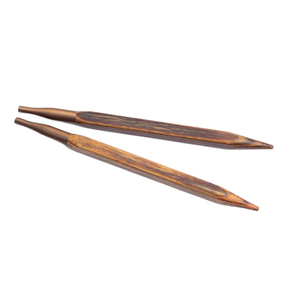 Pair of KnitPro Ginger Cubics 4.50mm wooden interchangeable needle tips