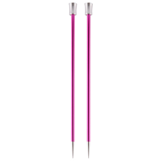 Pair of KnitPro Zing 5mm single-ended aluminium knitting needles with silver tips