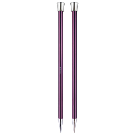 Pair of KnitPro Zing 10mm single-ended aluminium knitting needles with silver tips