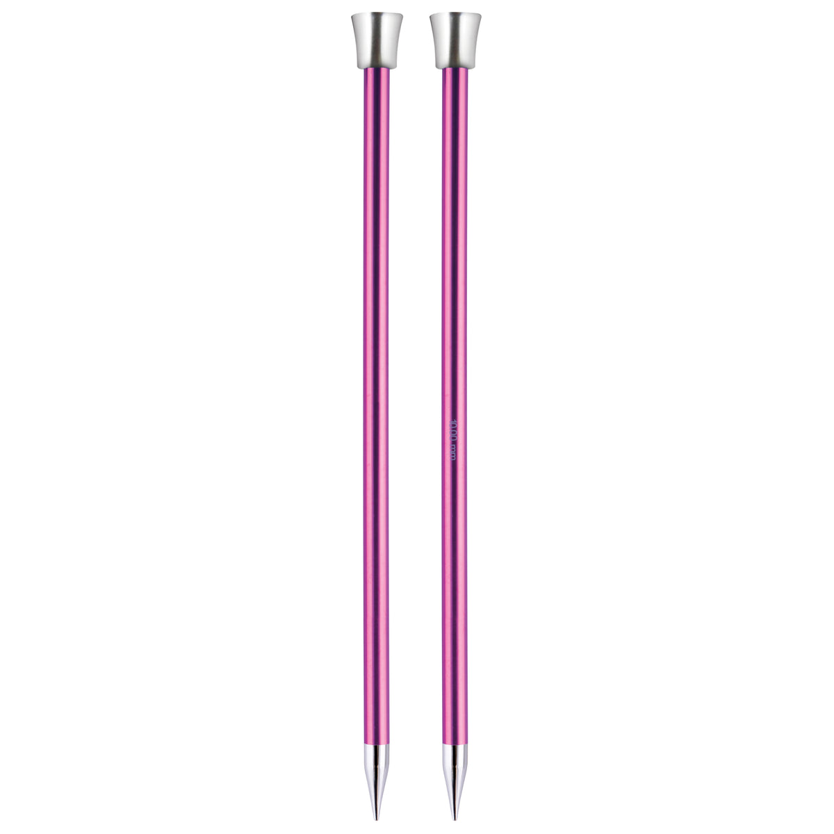 Pair of KnitPro Zing 12mm single-ended aluminium knitting needles with silver tips