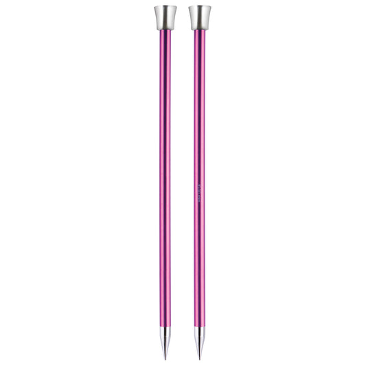 Pair of KnitPro Zing 12mm single-ended aluminium knitting needles with silver tips