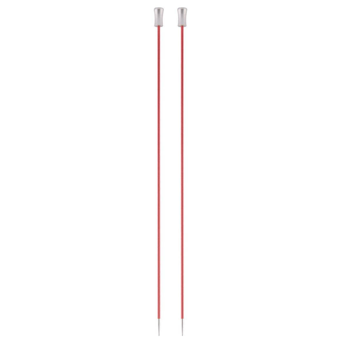 Pair of KnitPro Zing 2mm single-ended aluminium knitting needles with silver tips