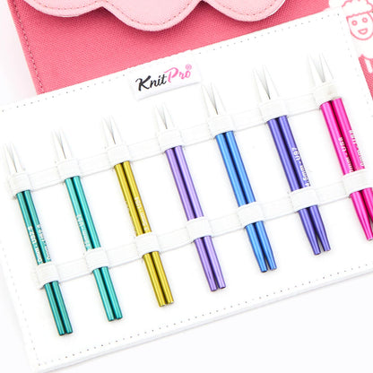 KnitPro Zing short tip interchangeable midi set in a pink case