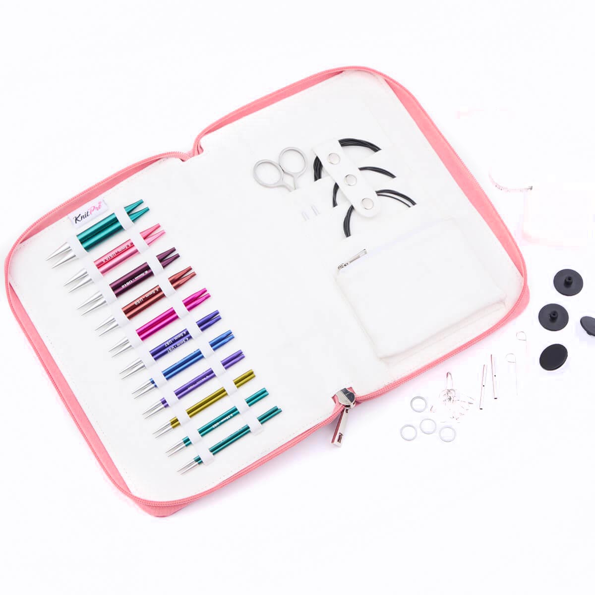 KnitPro Zing short tip Regal interchangeable set in a pink zipped case