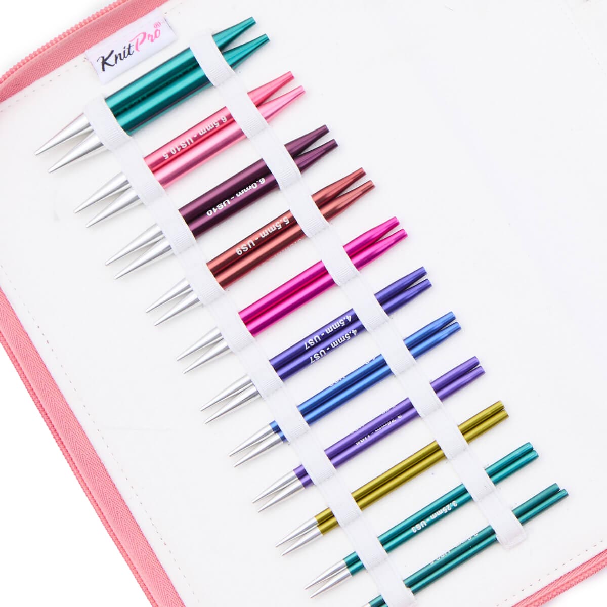 KnitPro Zing short tip Regal interchangeable set in a pink zipped case
