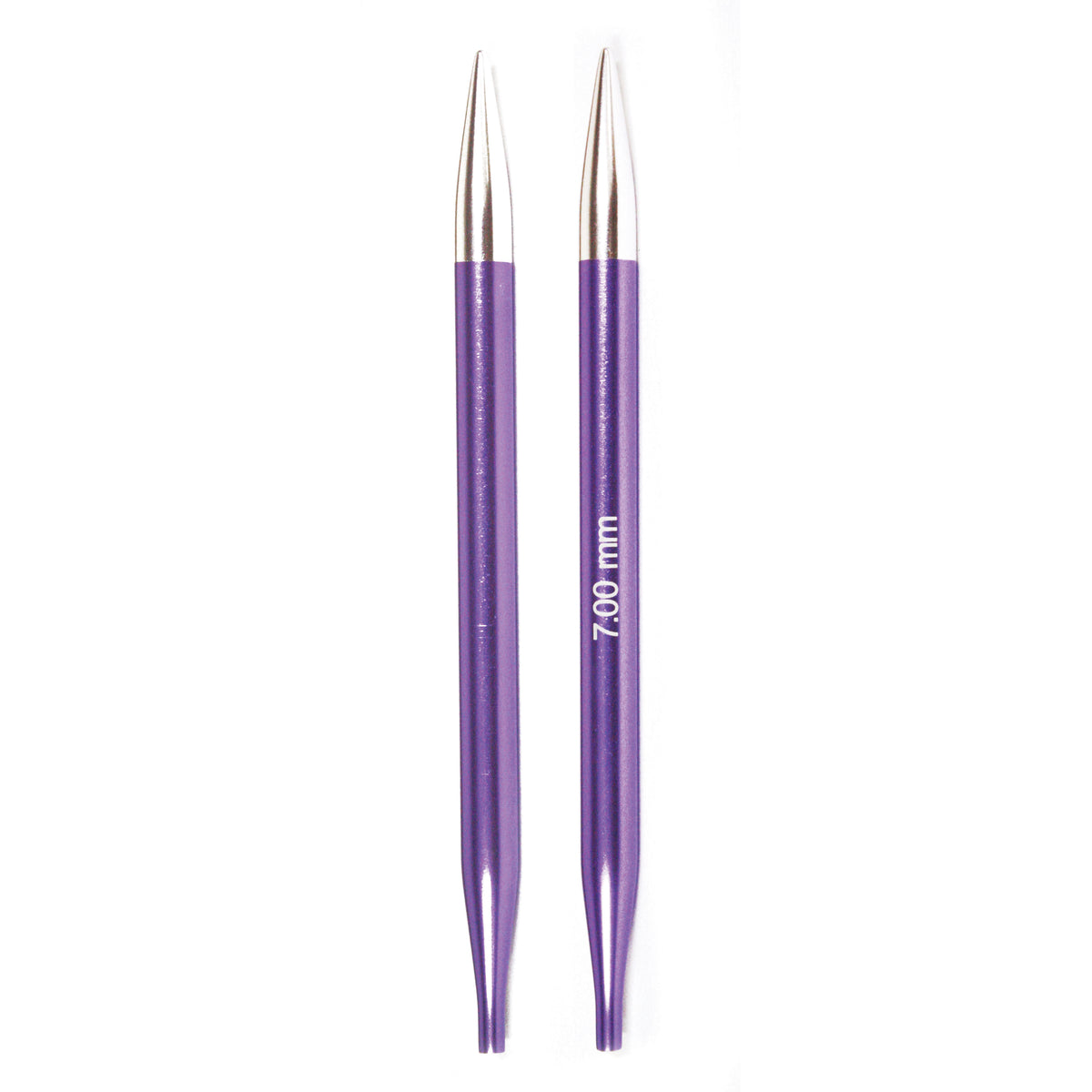 Pair of KnitPro Zing aluminium interchangeable knitting needle tips, 7mm