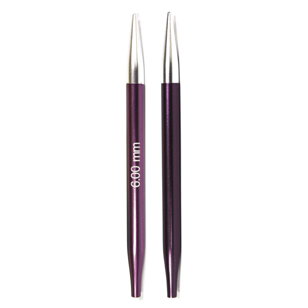 Pair of KnitPro Zing aluminium interchangeable knitting needle tips, 6mm