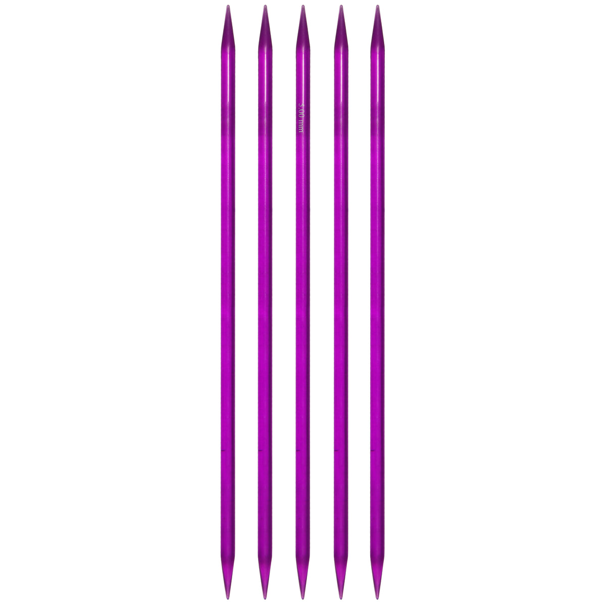 Set of five colourful KnitPro Trendz acrylic double-pointed knitting needles, 15cm x 5mm