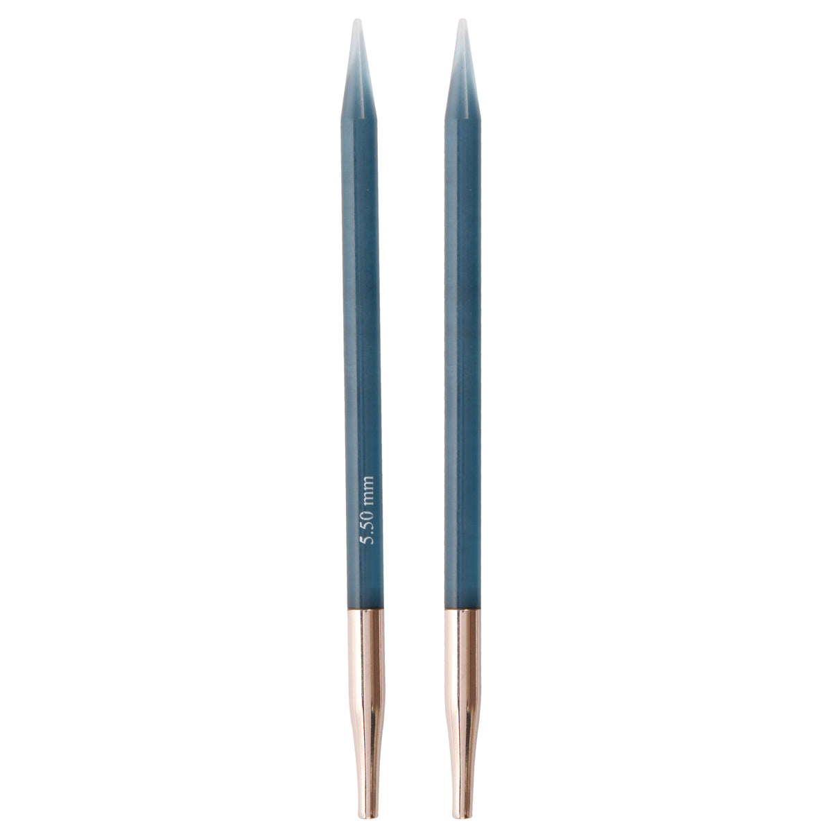 Pair of colourful KnitPro Trendz acrylic interchangeable circular needle tips, 5.5mm