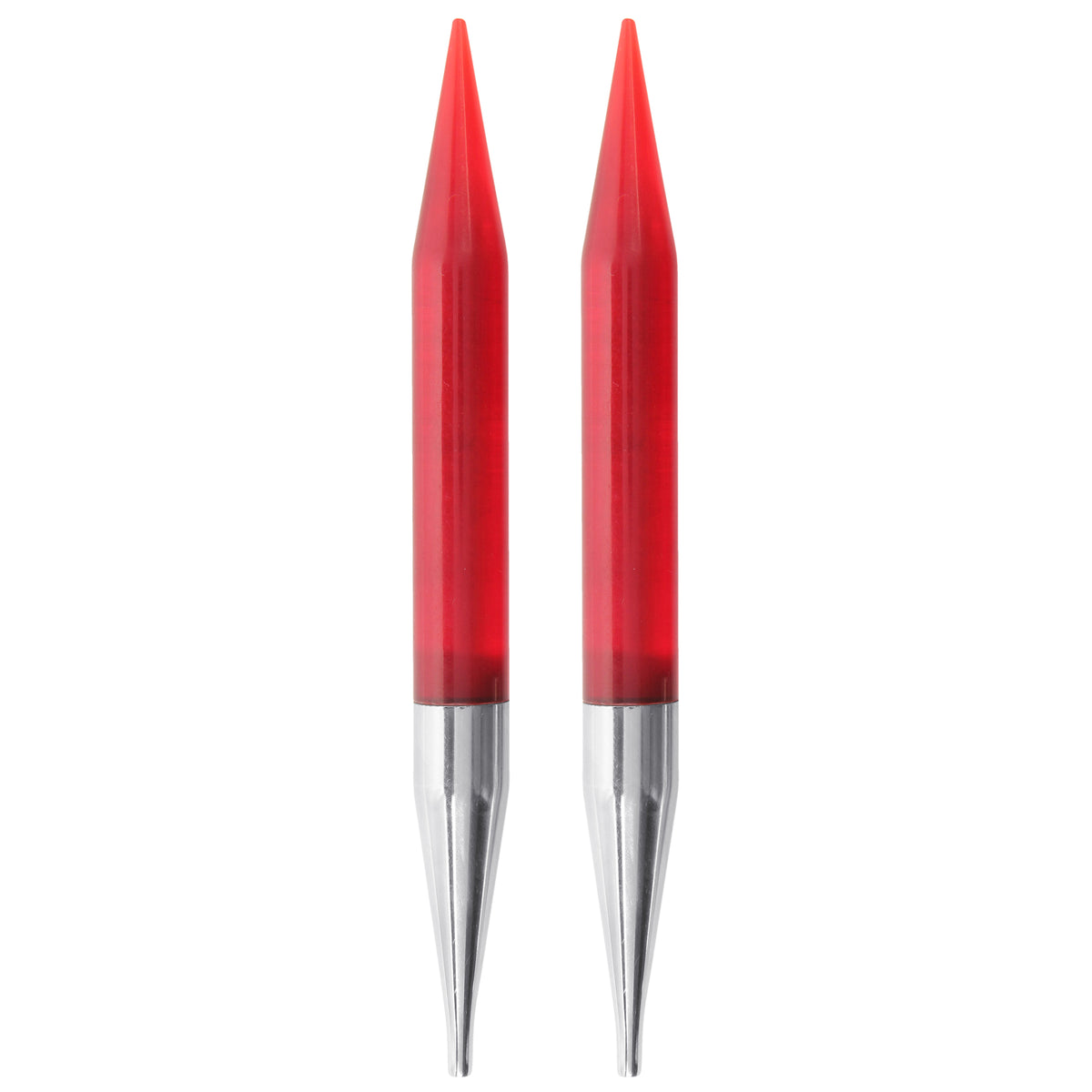 Pair of colourful KnitPro Trendz acrylic interchangeable circular needle tips, 12mm