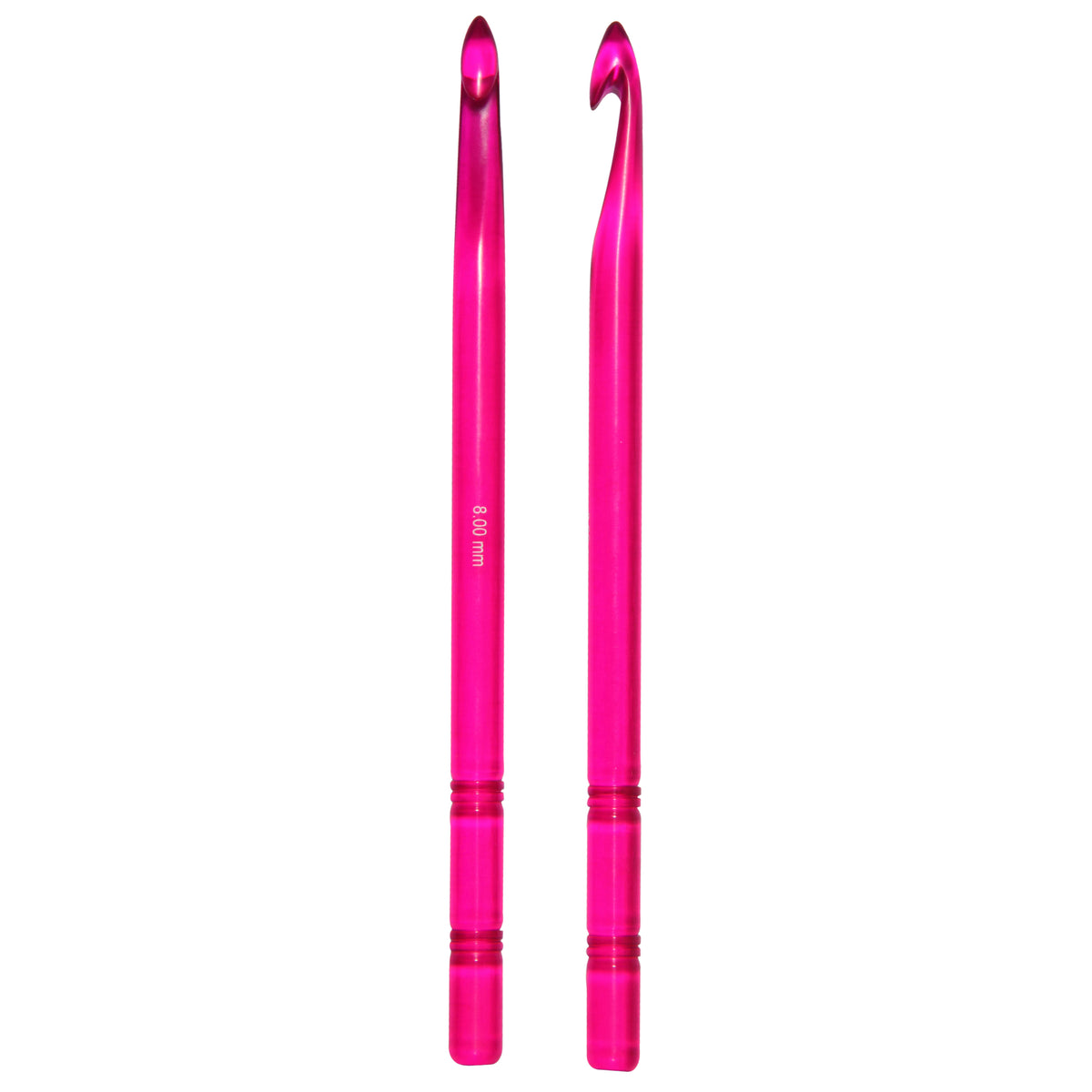 Brightly coloured KnitPro Trendz acrylic crochet hook, 8mm