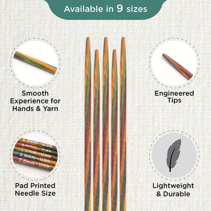 Set of 5 KnitPro Symfonie 2.00mm wooden double pointed needles