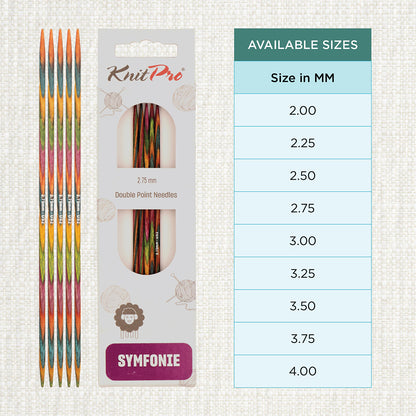 Set of 5 KnitPro Symfonie 2.75mm wooden double pointed needles