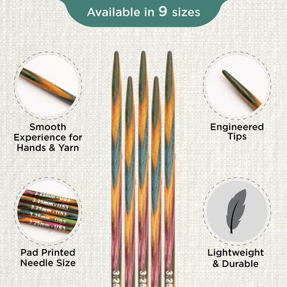 Set of 5 KnitPro Symfonie 3.25mm wooden double pointed needles