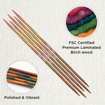 Set of 5 KnitPro Symfonie 3.50mm wooden double pointed needles