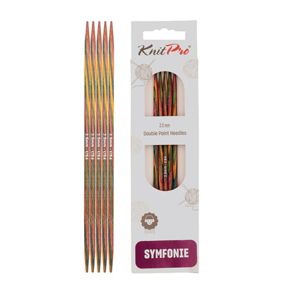 Set of 5 KnitPro Symfonie 3.50mm wooden double pointed needles