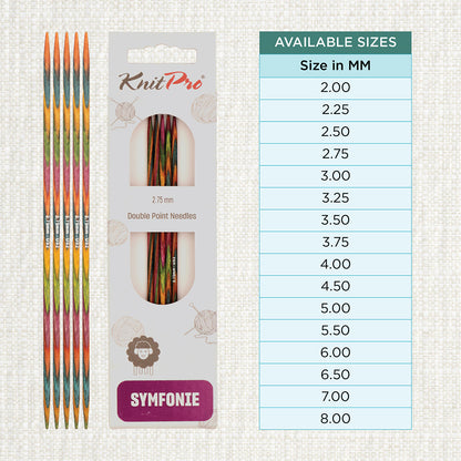 Set of 5 KnitPro Symfonie 2.75mm wooden double pointed needles