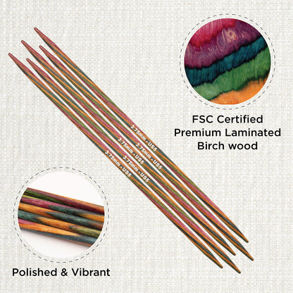 Set of 5 KnitPro Symfonie 3.75mm wooden double pointed needles