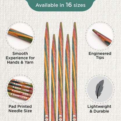 Set of 5 KnitPro Symfonie 4.00mm wooden double pointed needles