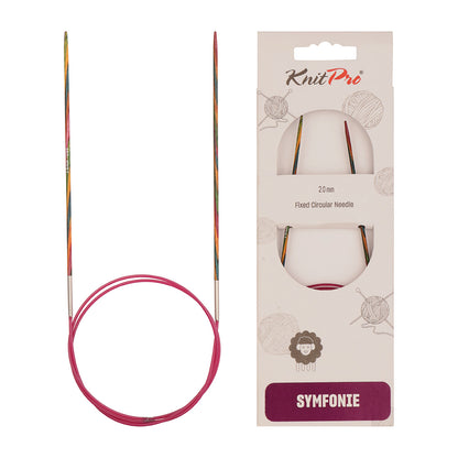 KnitPro Symfonie multi-coloured wooden fixed circular knitting needle, 25cm, 2mm