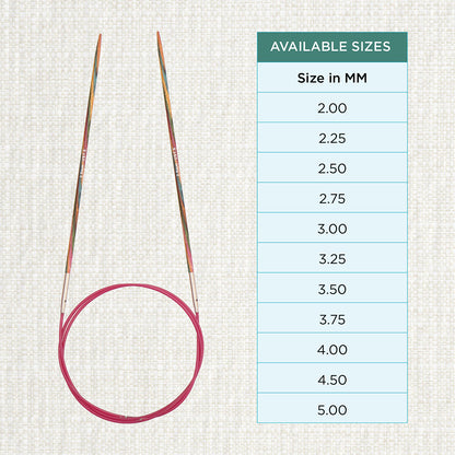 KnitPro Symfonie multi-coloured wooden fixed circular knitting needle, 25cm, 2.5mm