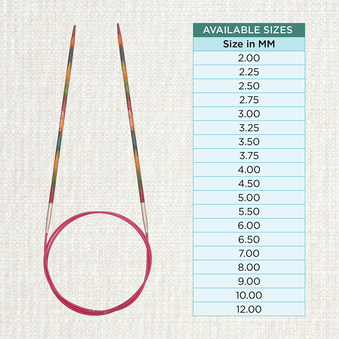 KnitPro Symfonie multi-coloured wooden fixed circular knitting needle, 40cm, 2.75mm
