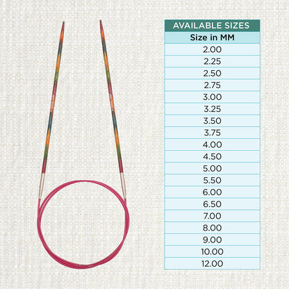 KnitPro Symfonie multi-coloured wooden fixed circular knitting needle, 40cm, 2.75mm