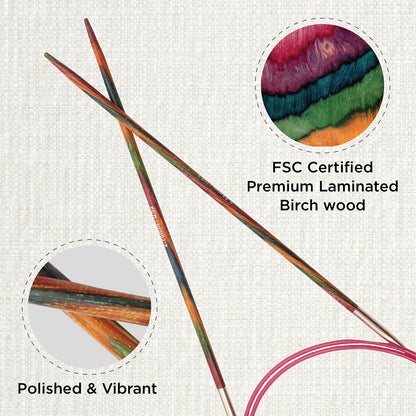 KnitPro Symfonie multi-coloured wooden fixed circular knitting needle, 40cm, 2.75mm